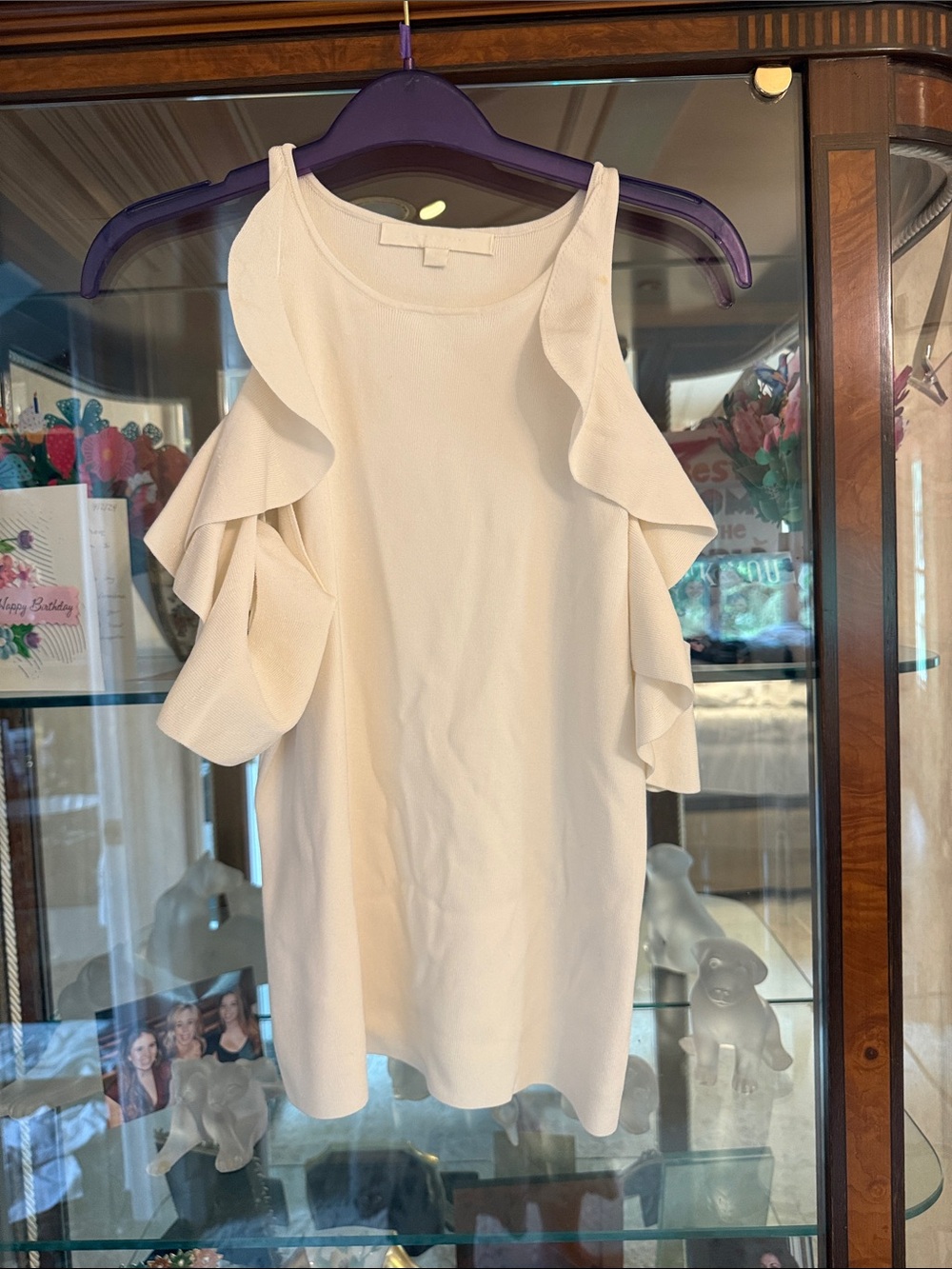Jonathon Simkhai White Cold-Shoulder Ruffle Shell Top - Picture 5 of 5